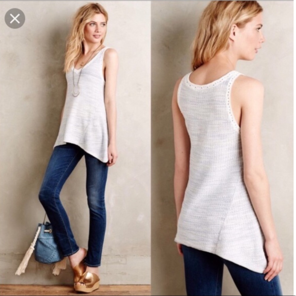 Anthro Moth knit crochet trim tank